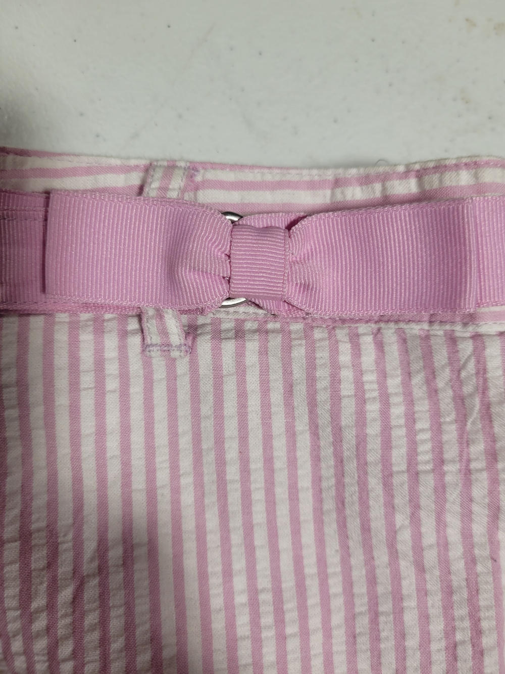 Gymboree Pink Striped Seersucker Skort with Bow Belt - Picture 2 of 5